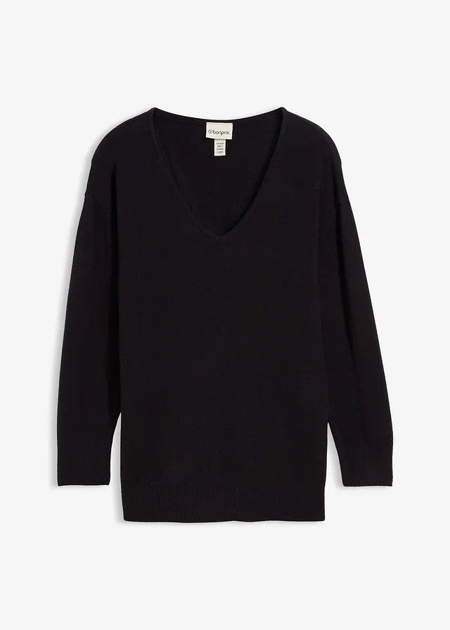Pulover lung oversized cu crăpături laterale
