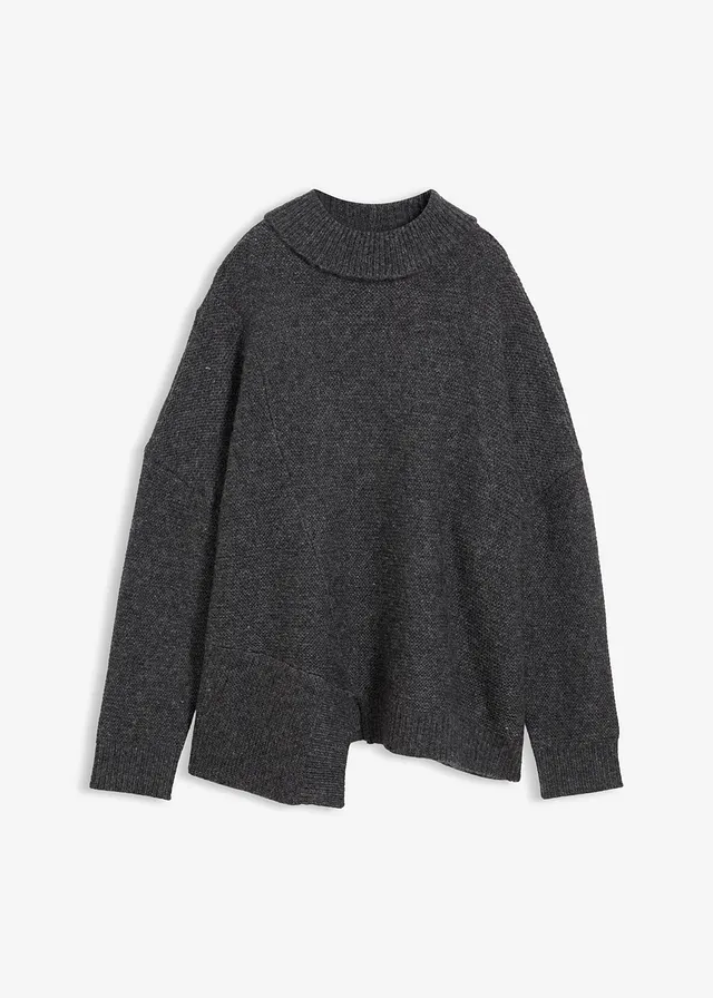 Pulóver s asymetrickým zakončení a podielom vlny