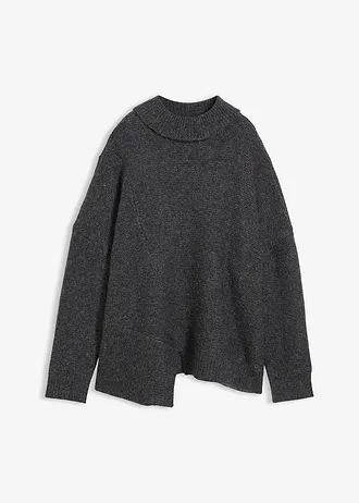 Svetr s asymetrickým spodním lemem a s podílem vlny