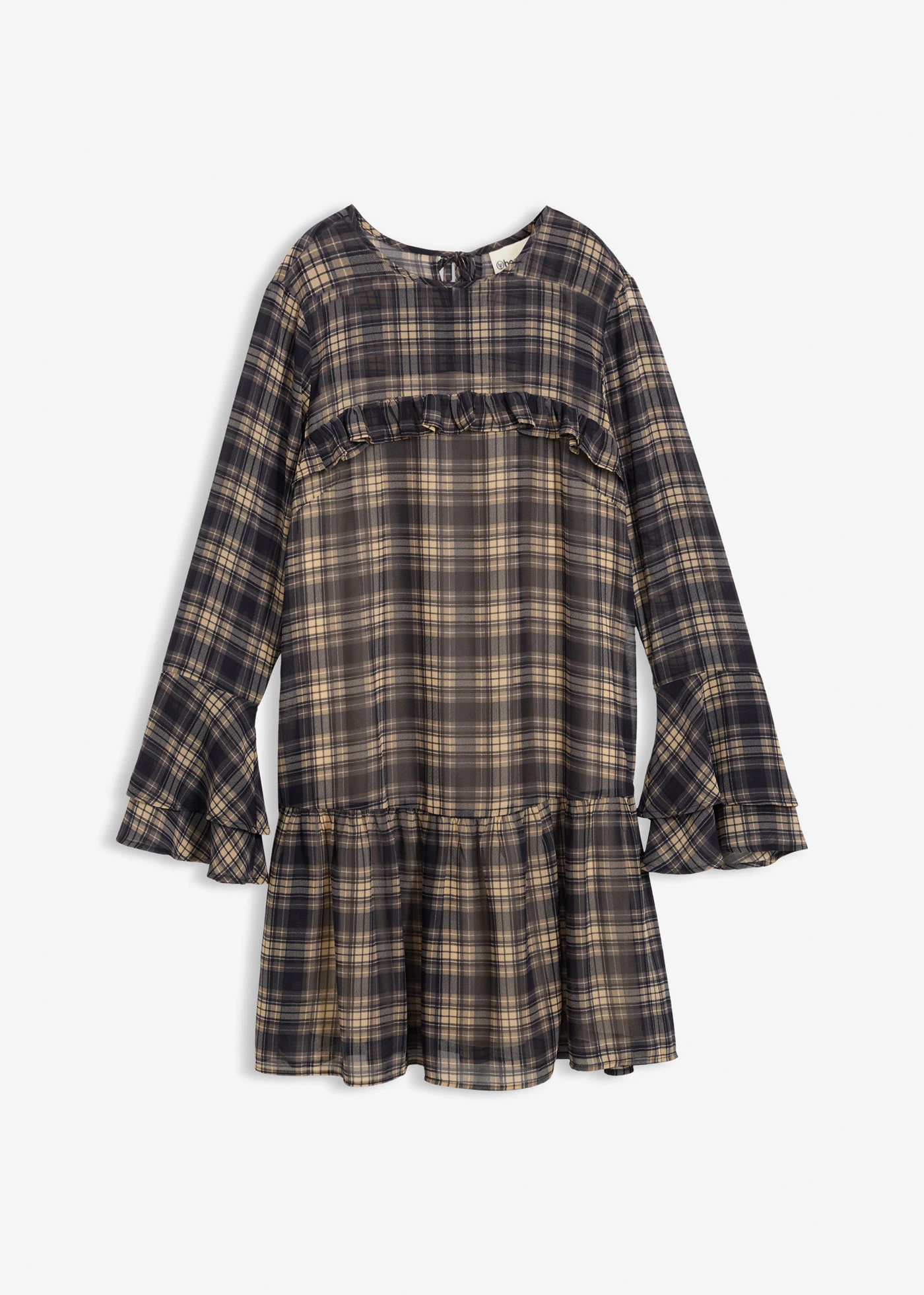 Chiffonjurk • zwart geruit • bonprix online shop