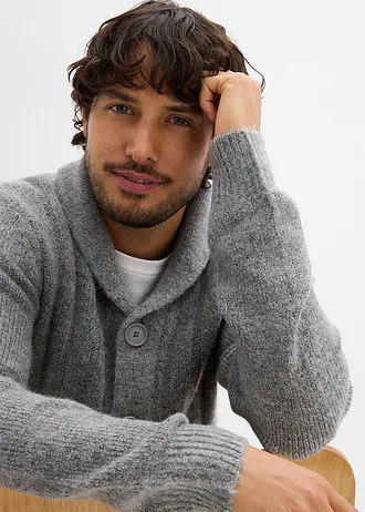 Pletený kabátek s žebrovaným vzorem • šedý melír • bonprix obchod