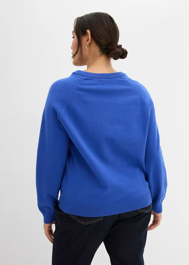 Pull en fine maille, Couleur: bleu brillant