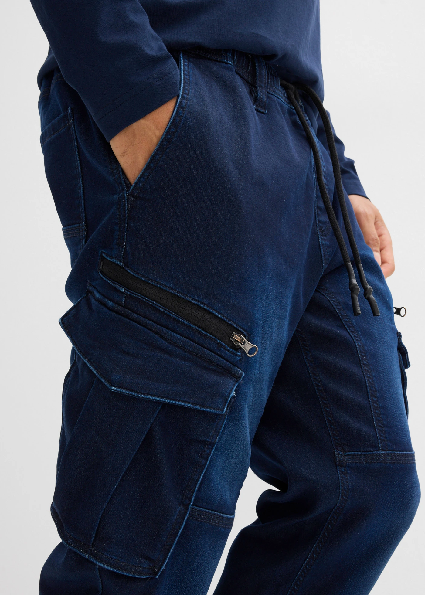 Regular fit jogging jeans met elastische tailleband, straight • donkerblauw denim • bonprix online shop