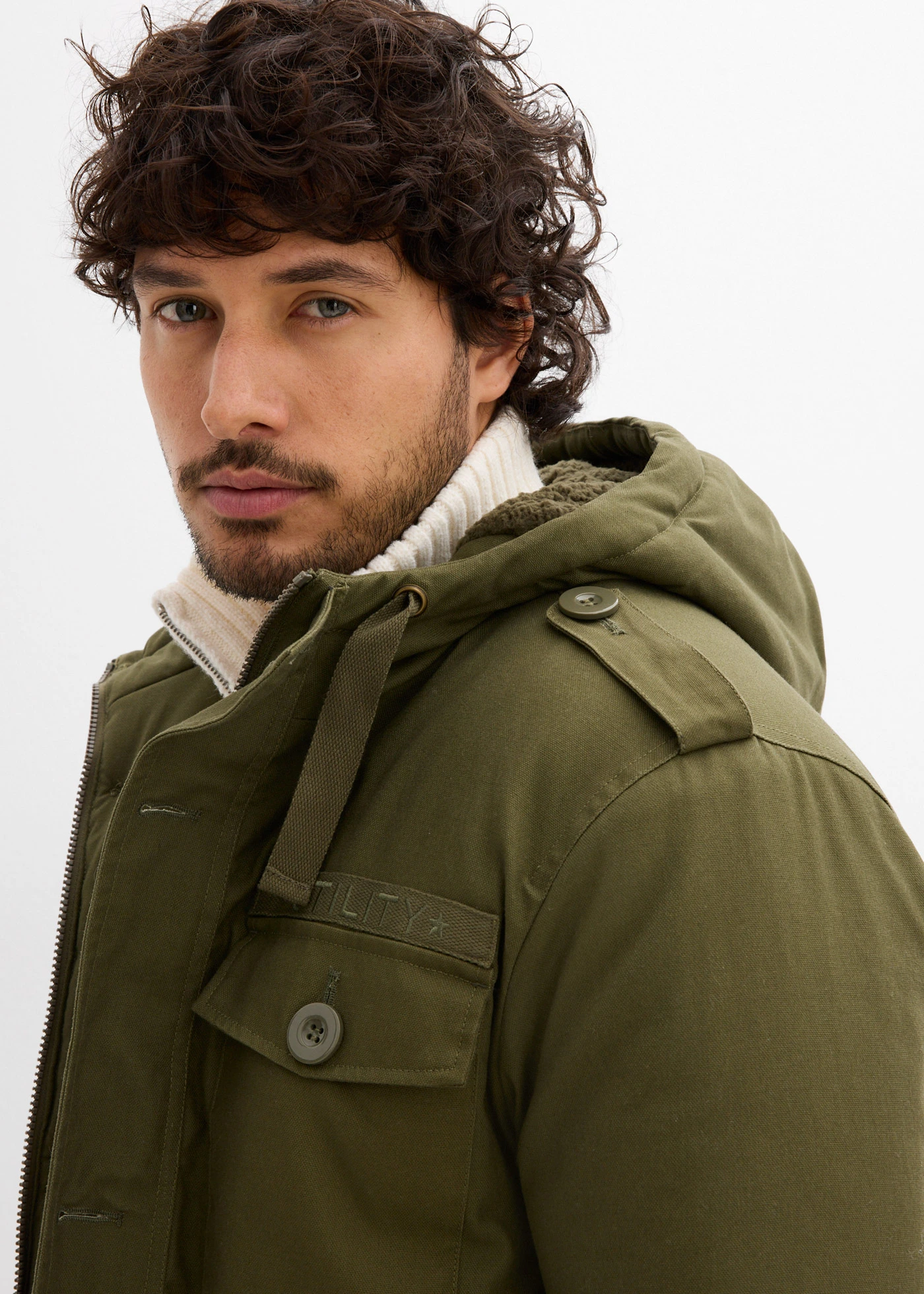 Outdoor parka met teddy voering voor de winter • donkerolijfgroen • bonprix online shop