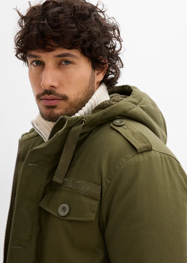 Parka d’hiver style militaire à doublure sherpa douce • olive foncé • product-page.page-title-suffix