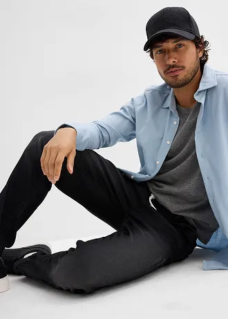 Joggery jeansowe z gumką w talii, regular fit, prosta nogawka • czarny denim • sklep bonprix