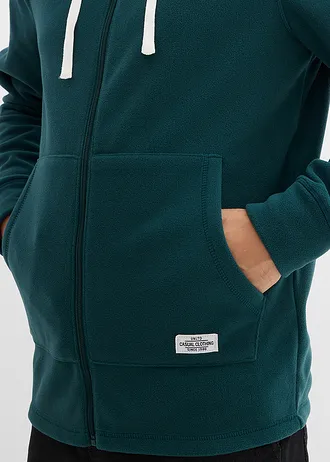 Veste polaire à capuche et poches plaquées • vert profond • Boutique bonprix