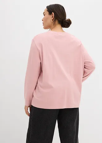 Tričko s dlouhým rukávem, z čisté organické bavlny, barva: popelavě růžová