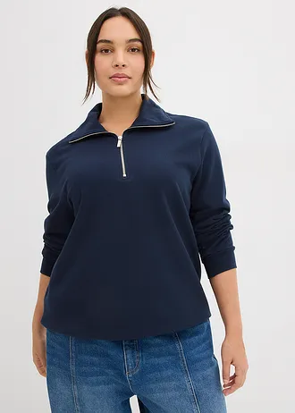 Oversize mikina se zipem, barva: tmavě modrá