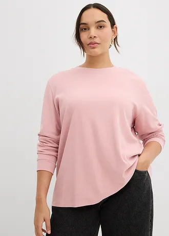 Tričko s dlouhým rukávem, z čisté organické bavlny, barva: popelavě růžová