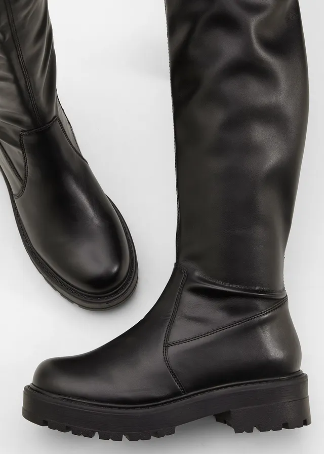 Overknee laarzen, Kleur: zwart