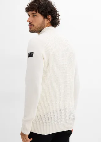 Pull texturé à col montant • ecru • Boutique bonprix