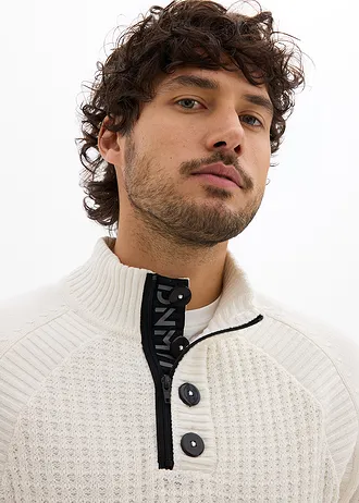 Pull texturé à col montant • ecru • Boutique bonprix