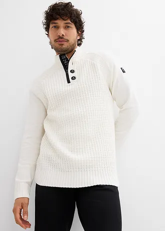 Pull texturé à col montant • ecru • Boutique bonprix