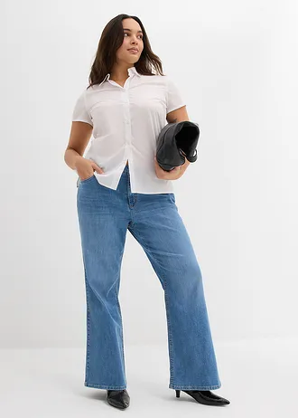 Džíny Flared, Mid Waist, barva: světle modrý denim used