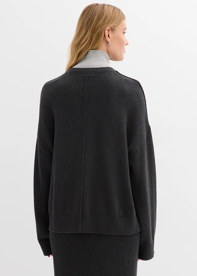 Pull 100% coton, Couleur: anthracite chiné