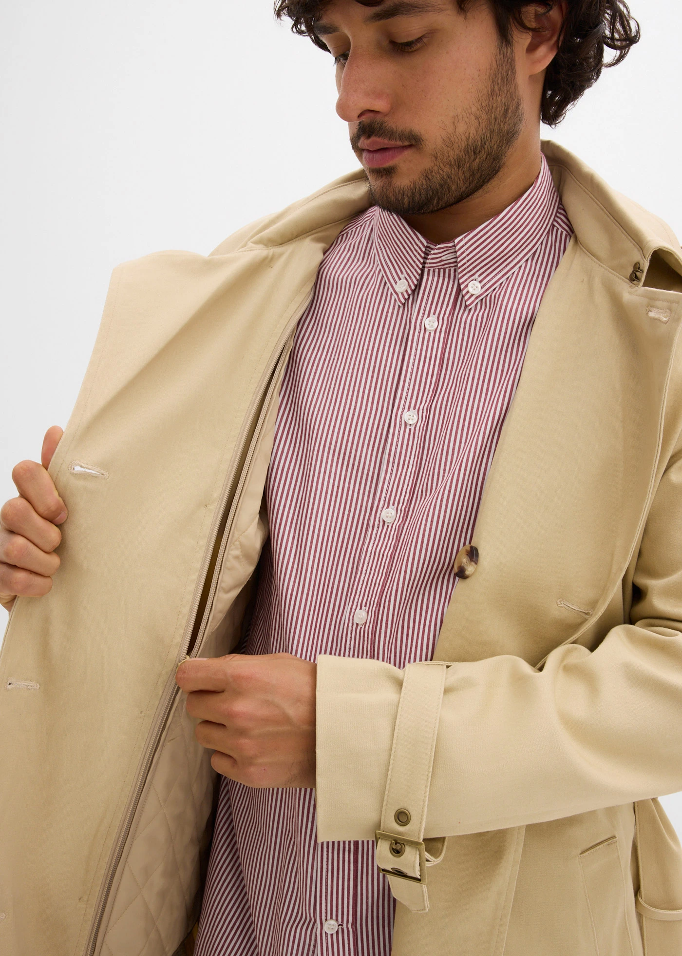 Trenčkot s odnímatelnou kapucí, vodoodpudivý, 2 v 1 • zelenobéžová • bonprix obchod