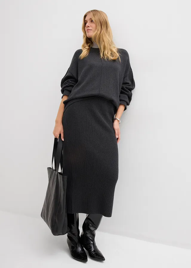 Pull 100% coton, Couleur: anthracite chiné