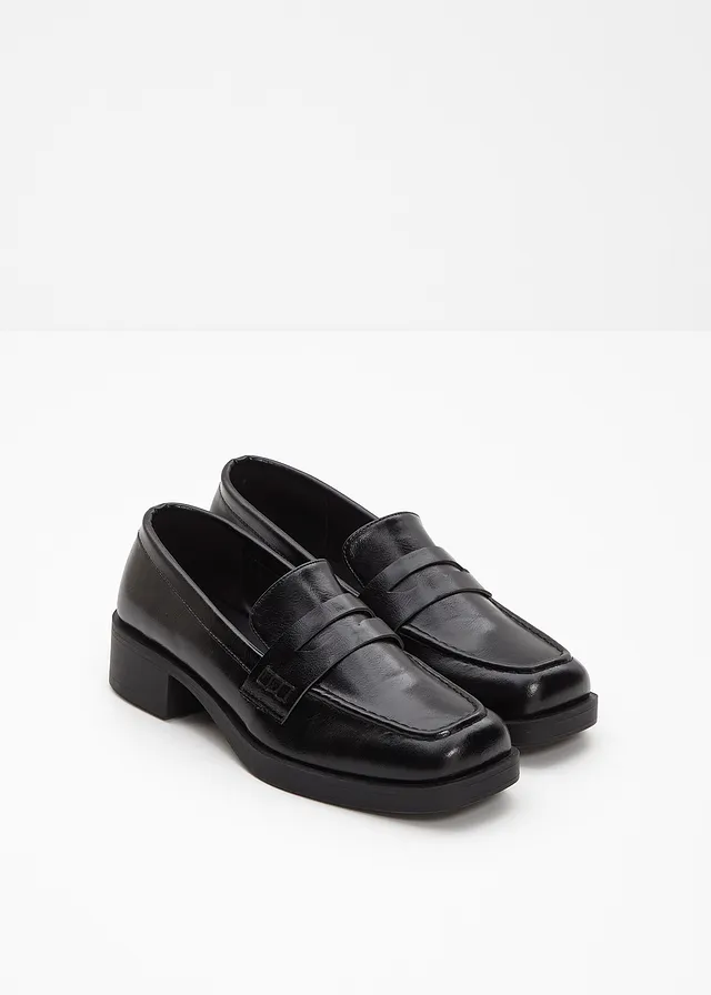 Mocassins à semelle épaisse, Couleur: noir