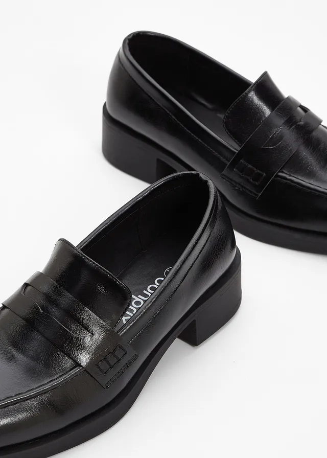Mocassins à semelle épaisse, Couleur: noir