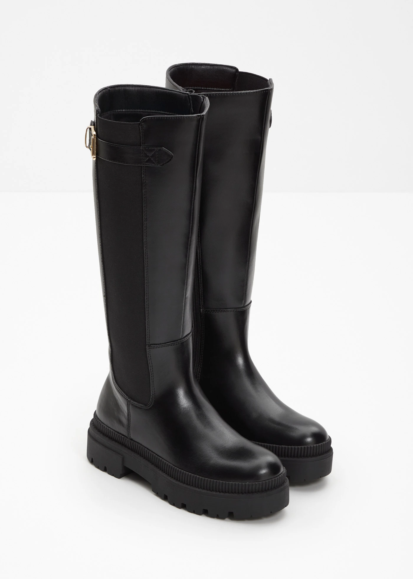 Bottes fourrées à plateforme et empiècement élastique • noir • Boutique bonprix