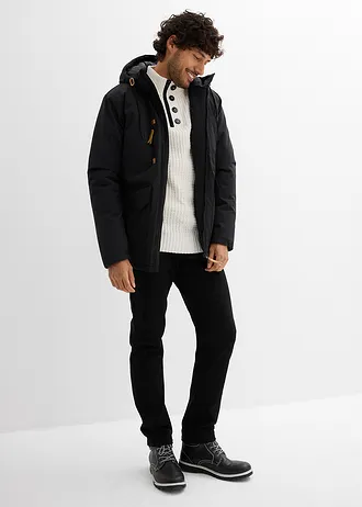 Parka d’hiver à capuche et détails enduits • noir • Boutique bonprix