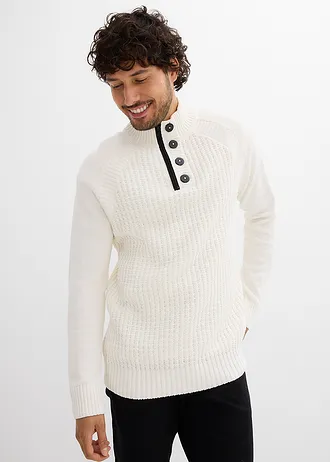 Pull texturé à col montant • ecru • Boutique bonprix