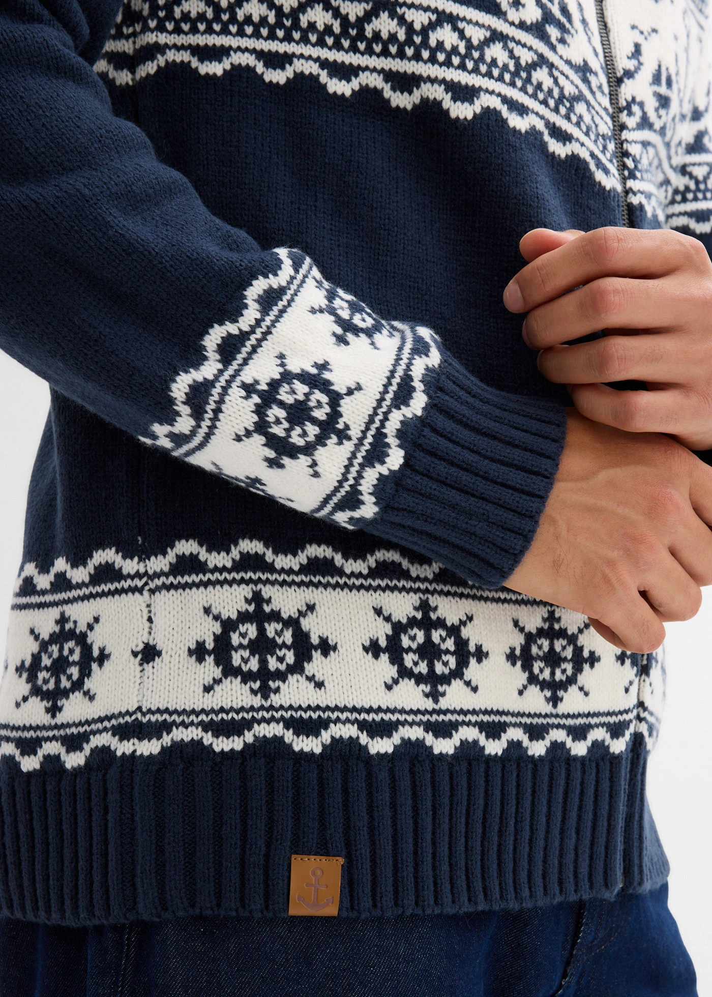 Maritiem Noors vest • donkerblauw-wolwit Noors patroon • bonprix online shop