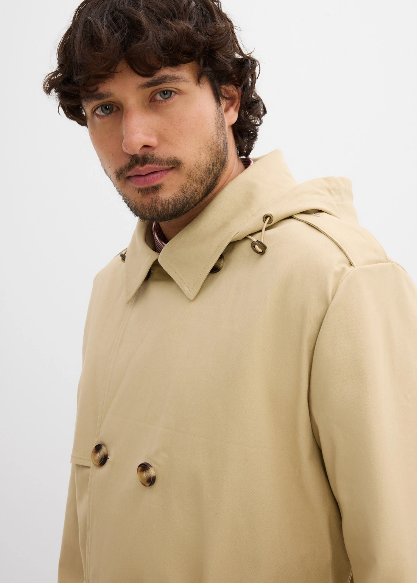 Trenčkot s odnímatelnou kapucí, vodoodpudivý, 2 v 1 • zelenobéžová • bonprix obchod