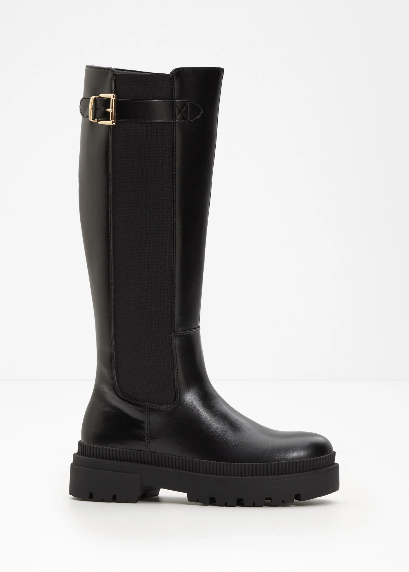Bottes fourrées à plateforme et empiècement élastique • noir • Boutique bonprix
