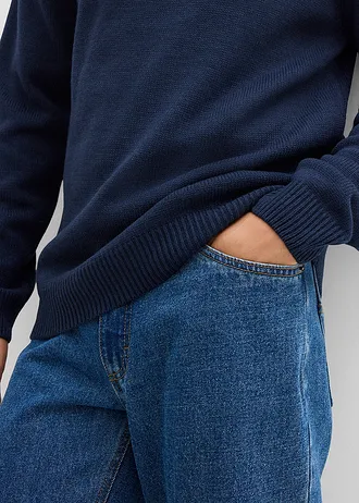 warme coltrui met geribde boorden • donkerblauw • bonprix online shop