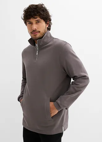 Sweater van biologisch katoen met rechte onderrand en praktische zakken • grijs • bonprix online shop