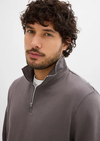 Sweater van biologisch katoen met rechte onderrand en praktische zakken • grijs • bonprix online shop