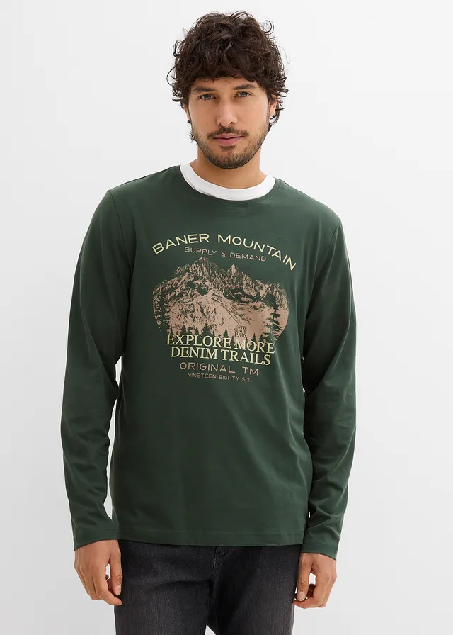 Lot de 2 T-shirts manches longues • vert foncé + noir imprimé • product-page.page-title-suffix