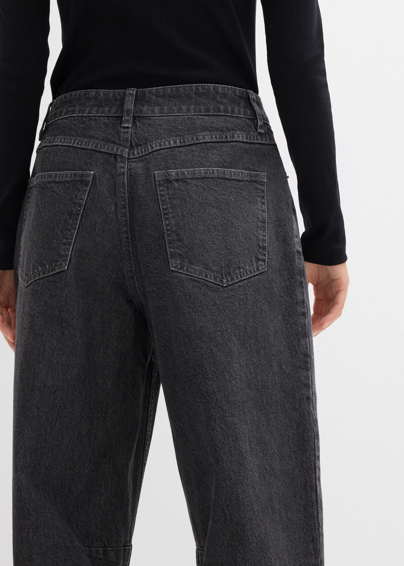 Džíny Barrel, Mid Waist • tmavě šedý denim used • bonprix obchod