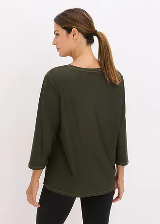 Ultrasoft outdoor shirt met ¾ mouwen, sneldrogend, Kleur: nachtolijfgroen