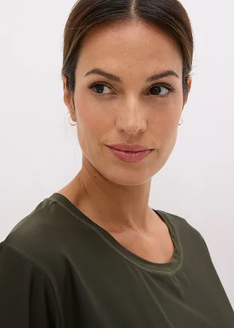 Velmi měkké funkční tričko s 3/4 rukávy, rychleschnoucí • noční olivová • bonprix obchod