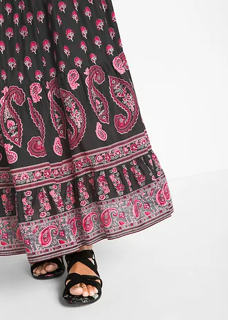 Maxirok van katoen • zwart gedessineerd • bonprix online shop