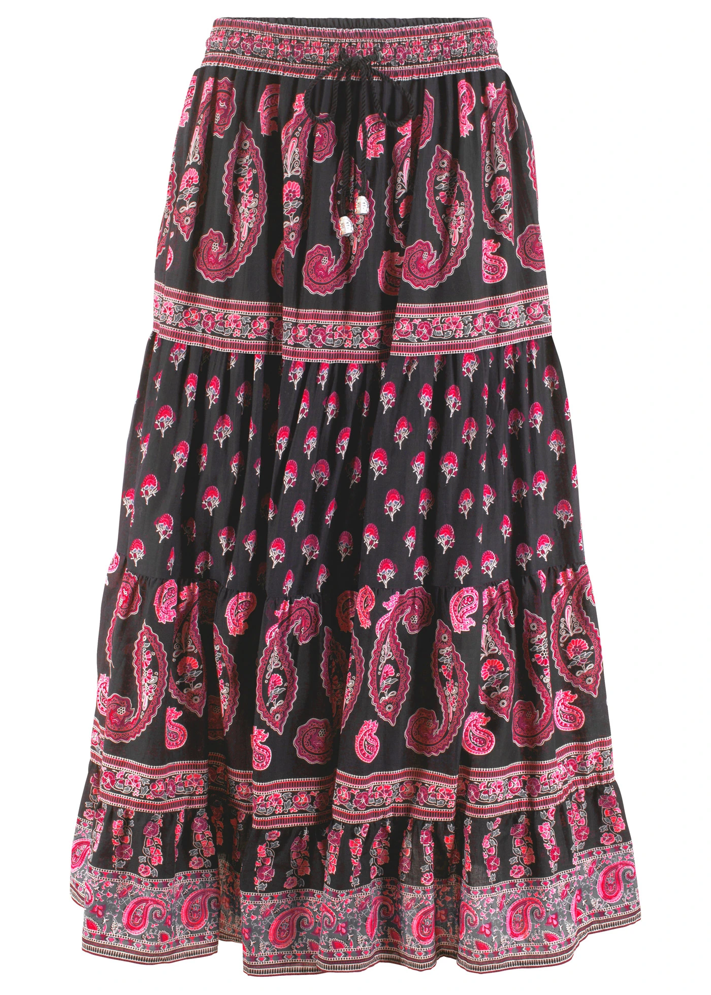 Fustă maxi din bumbac 100% • negru cu imprimeu • magazin bonprix