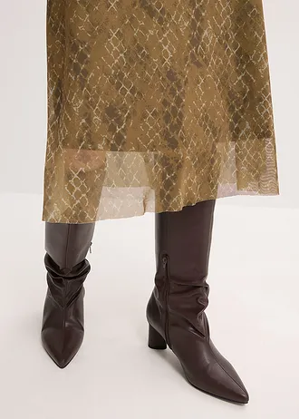 Robe midi en mesh • olive-vert gui graphique • Boutique bonprix