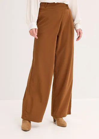 Pantalon large à pinces et fermeture croisée • marron • Boutique bonprix