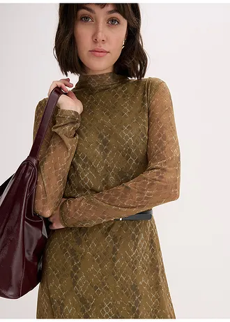 Robe midi en mesh • olive-vert gui graphique • Boutique bonprix