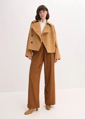 Pantalon large à pinces et fermeture croisée • marron • Boutique bonprix