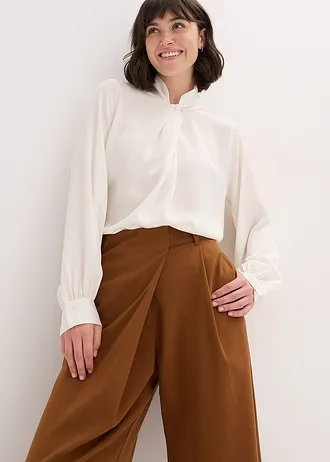 Pantalon large à pinces et fermeture croisée • marron • Boutique bonprix