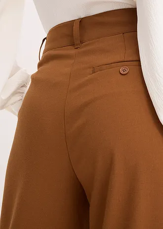 Pantalon large à pinces et fermeture croisée • marron • Boutique bonprix