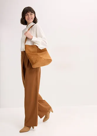 Halenka s vázačkou, ze splývavého saténu • perlově bílá • bonprix obchod