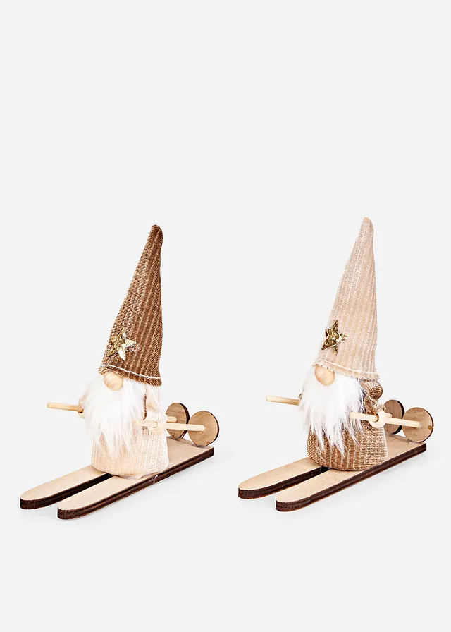 Figurină deco pitic schior (set/2 buc.)