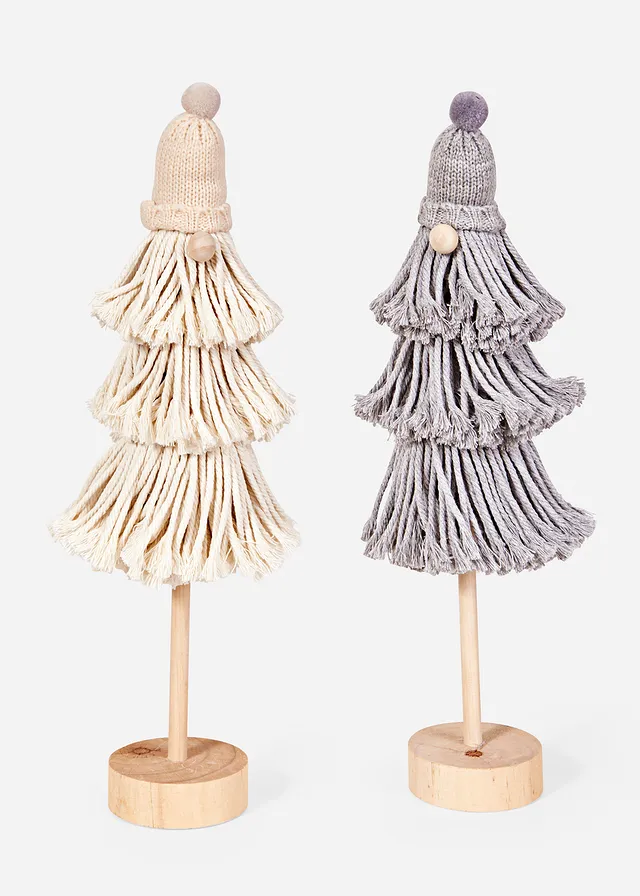 Figurină deco pitic cu aspect pufos (set/ 2 buc.)