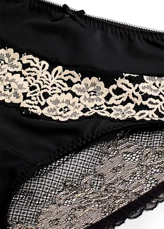 Maxislip met sierlijk kant • zwart/wolwit • bonprix online shop