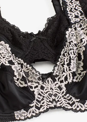 Sutien cu amătură și bretele căptușite (set/ 2 buc.) • negru-ecru + negru • magazin bonprix